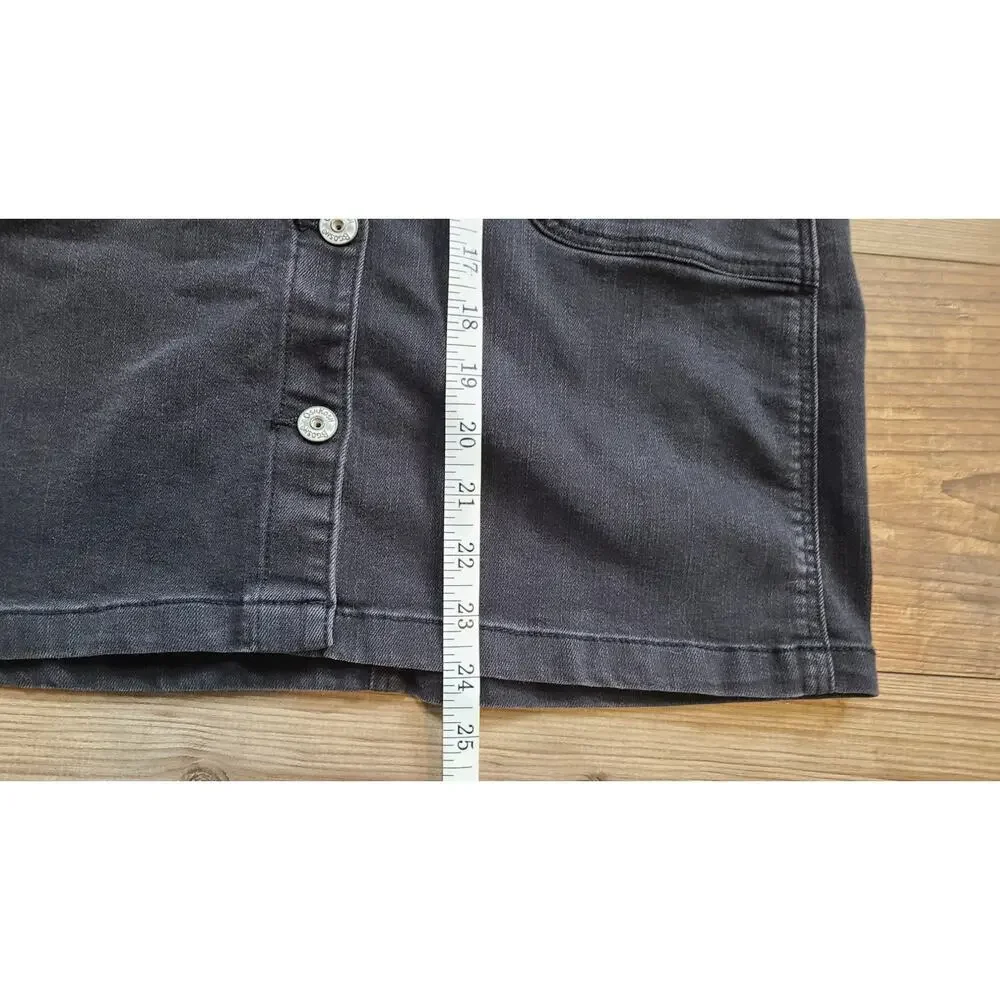 OshKosh Bgosh Denim Bib Overall Dress Girls 14 Black Button Front Vestbak Jumper